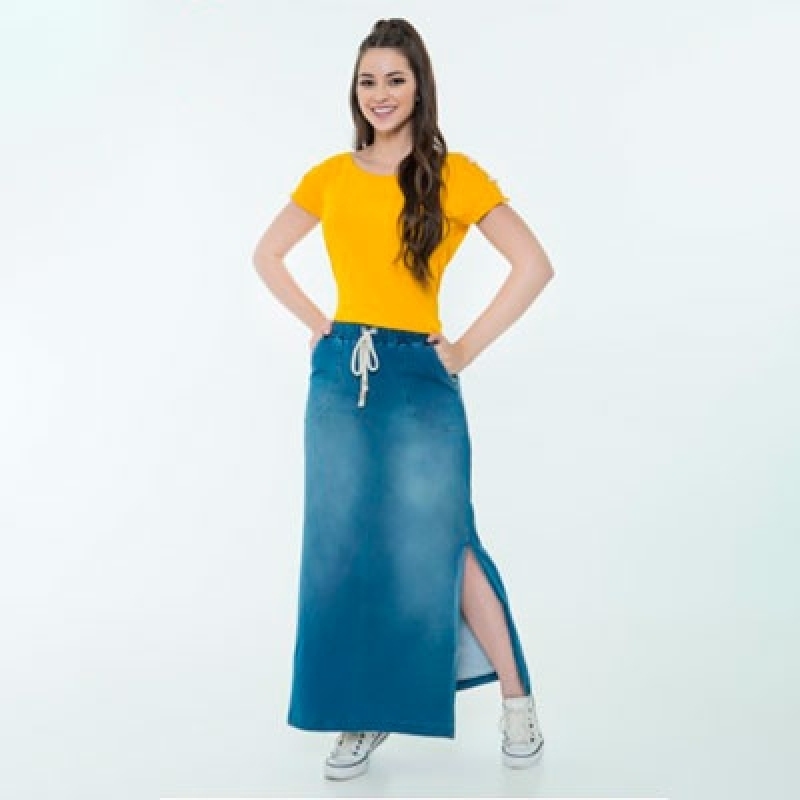 Distribuição de Saia Jeans Moda Evangélica Parque Anhembi - Saia Jeans Evangélica Longa