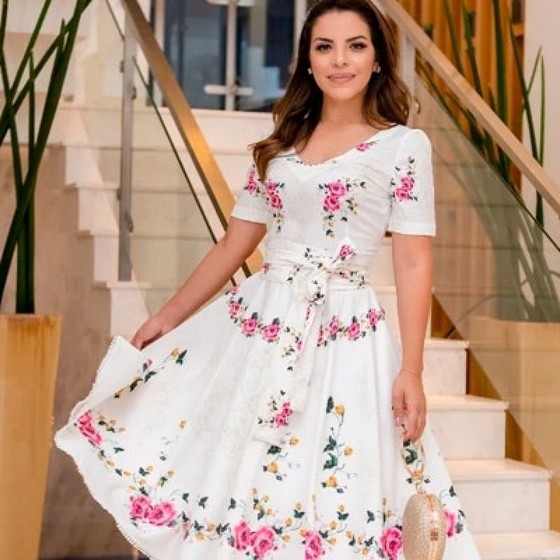 Lojas com Vestidos Longos Evangélicos para Jovens Limão - Vestidos Evangélicos Longos Estampados