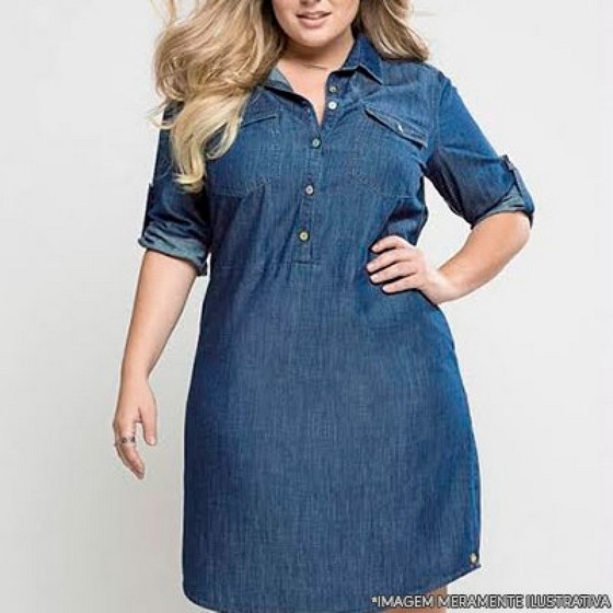 Lojas Que Tenham Vestido Jeans Curto Plus Size Campo Belo - Plus Size Vestido Jeans