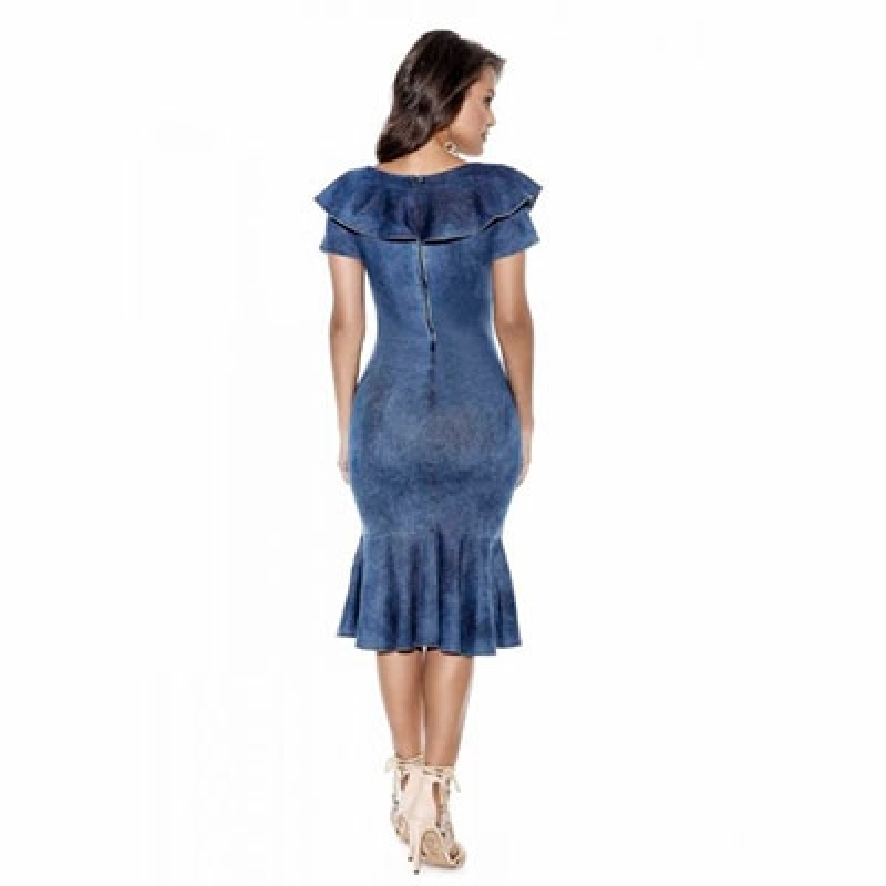 Preço de Moda Evangelica Vestido Jeans Brasilândia - Vestido Jeans Longo Moda Evangélica