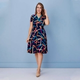 vestido midi rodado estampado Jardim Paulistano