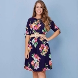 vestido midi rodado floral Jardim Bonfiglioli